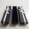 Long black jewelry gift box with silver ribbon and velvet lining for necklaces - All Black Gift Box