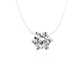 Elegant six-prong solitaire zircon pendant necklace with an invisible fish line chain - Small Six-Prong Clear Zirconia (6667)