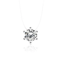 Macro detail of brilliant round cut zircon with silver six-prong setting on invisible cord - Large Six-Prong Round Zirconia (6666) / Silver