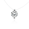 Macro detail of round brilliant-cut zircon pendant with silver two-prong setting - Silver Large Four-Prong Round Drill (6671)