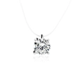 Minimalist necklace featuring a brilliant-cut zircon solitaire on a clear fishing line - Large Four-Prong Round Zirconia (6668) / Silver