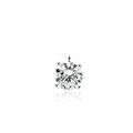 Detailed view of round brilliant-cut zircon pendant with four-claw setting on invisible line - Large Four-Prong Clear Zirconia (6668)