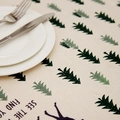 Nappe de Noël en lin-coton avec imprimés de sapins et de cerfs au design vintage festif - 140x200cm / Cerf de la Forêt