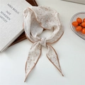 Elegante sciarpa beige in cotone e lino con motivo floreale e bordo marrone - 26*113cm / Bordo Arancione Floreale