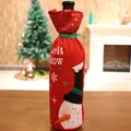 Christmas snowman wine bottle cover in red felt with Let it Snow embroidery and sequins - Snowman / Red
