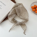 Polka dot silk scarf in khaki and white, lightweight neckerchief and hair tie headband - Light Coffee