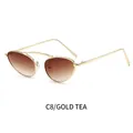 Occhiali da sole cat-eye con montatura in metallo dorato e lenti sfumate tè, mod. C8 - Montatura Oro Lente Tè Sfumata