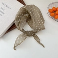 Retro coffee brown polka dot silk scarf tied in a knot on a minimalist background - Dark Coffee