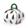 Scatola regalo di Natale con alberi disegnati a mano e manico verde per dolci e biscotti - Albero Jenny J.