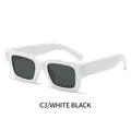 Gafas de sol cuadradas de moda con montura blanca y lentes gris oscuro para un estilo retro - Montura Blanca Lente Gris Oscuro