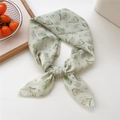 Light green silk scarf featuring pear floral prints and West Lafayette script - Light Green Pear Pattern (03 Green Plum)
