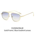 Lunettes aviateur chics avec monture en métal doré et verres dégradés bleus C2 - Monture Dorée Verres Dégradés Bleu Jaune