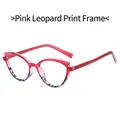 Fashionable cat eye anti-blue light glasses featuring a pink leopard pattern TR90 frame - Pink Leopard Frame
