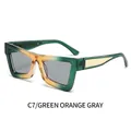 Retro cat eye sunglasses with green orange gradient frame and grey tinted lenses - Green Orange Gradient Frame Gray Lenses
