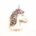 Sparkly white unicorn hair clip with colorful sequins and soft white pom-pom detail - Multi-color Unicorn