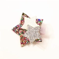 Pink tulle unicorn star hair clip with colorful sequins for girls glitter hair accessory - Multi-color Star