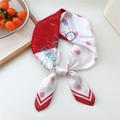 Foulard di seta rosso e bianco a pois con scritta Dream e trama leggera e lucida - 02 Pois Rosa Cuore Chitarra