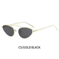 Occhiali da sole cat-eye in metallo con montatura dorata C5 e lenti grigio scuro - Montatura Oro Nero Grigio