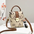 Elegante borsa a mano vintage stampata da donna con tracolla e fibbia dorata - Cachi