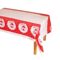 Wit en rood kersttafelkleed met kerstmanprint en Merry Christmas tekst voor feestjes - Rode Polka Dot Kerstman Patroon