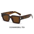 Gafas de sol cuadradas de carey con lentes de color té y detalles de metal plata - Montura de Carey Lente Té
