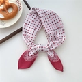 Polka dot silk scarf with red bow patterns and lace heart corners in white and red - 06SR-Polka Dot Bow Red