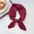 Dark red paisley polka dot silk scarf tied as a headband on white background - 08SR-Small Dot Lace Red