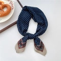 Dark blue paisley square scarf with vintage floral border and white polka dots - 11SR-Grid Pattern Navy