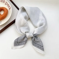 White paisley square scarf with black floral patterns and silk-like texture finish - 14SR-Dot Paisley Cream