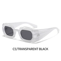 Y2K wavy pumpkin shaped sunglasses with transparent white frames and black grey lenses - Transparent Frame Black Grey Lens