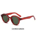 Vintage ovale zonnebril met transparant rood montuur en donkergroene lenzen C4 - Transparant Rood Frame Donkergroene Lenzen