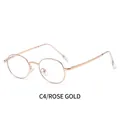 Gafas retro ovaladas minimalistas con montura de metal oro rosa fina y lentes claras - Marco de Oro Rosa