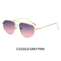 Lunettes aviateur chic avec monture dorée et verres dégradés gris-rose - Monture Dorée Verres Gris Rose