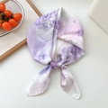 Lavender floral silk scarf for women featuring elegant branch patterns on white background - 13 Purple Print