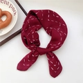 Dark red paisley silk scarf with white geometric patterns for neck or hair decoration - 18SR-Dotted Grid Red