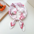 Pink and white silk square scarf with cartoon stars and hand-drawn lines pattern - 15 Pink Cherry Envelope
