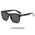 Lunettes de soleil polarisées carrées pour hommes, monture noir brillant et verres gris foncé - Monture Noir Brillant Verre Gris