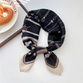 Elegant black paisley silk scarf with vintage chain belt print and smooth satin finish - 24SR-Diagonal Chain Belt Black