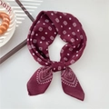 Elegant wine red paisley silk scarf with geometric patterns and vintage style - Sun Halo Sunflower Wine Red (15SR)