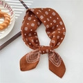 Caramel brown cashew paisley neckerchief with white geometric pattern in a knot - Sun Halo Sunflower Orange (17SR)