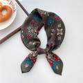 Dark olive paisley square silk scarf with vintage floral patterns for hair or neck - 28SR-Ethnic Floral