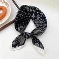 Black and white paisley pattern silk scarf variant with classic white border trim - 30SR-Small Paisley Clover Black