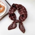 Brown paisley silk scarf for women featuring white floral patterns and elegant knotted styling - Disk Paisley Dark Brown (22SR)