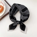 Classic black and white geometric silk scarf with minimalist striped pattern - Five Stripes Black (30SR)
