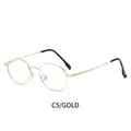 Minimalist oval metal glasses frame in gold finish with comfortable black temple tips - Gold Frame