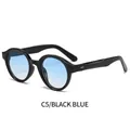 Ovale zonnebril met glanzend zwart montuur en blauwe gradiënt glazen model C5 - Zwart Frame Gradiënt Blauwe Lens