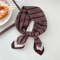 French style coffee brown and white striped silk neckerchief for hair and bags - Arrow Fine Stripe Brown (32SR)