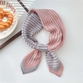 Pink and grey striped narrow twilly scarf for women with elegant silk texture - Diagonal Contrast Pink Grey (37SR)
