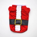 T-shirt natalizia rossa per cani con cintura di Babbo Natale stampata e bordo in pelliccia - XS / Cintura di Natale Rossa