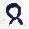 Pañuelo de gasa azul marino con elegantes colgantes de perlas y diamantes de imitación - Azul marino